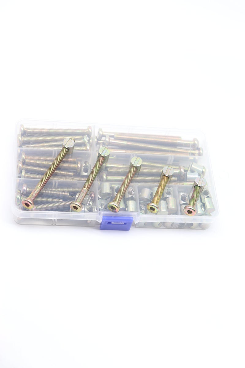 binifiMux Crib/Bunk Bed Screws Replacement Parts, binifiMux 100pcs M6 x 35mm/ 45mm/ 55mm/ 65mm/ 75mm Hex Drive Socket Cap Bolts Barrel Nuts Assortment Kit for Delta Dream on me Cribs - Image 2